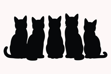 Playful cat silhouettes in various poses for creative design projects