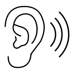 Human ear graphic with sound waves for hearing icon