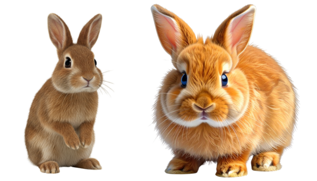 Front-Facing Orange Rabbit with Blue Eyes and Fluffy Cheeks, Charming Expression