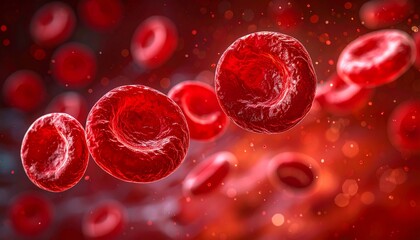Fototapeta premium Red Blood Cells Flowing in a Vein Illustration Medical Concept Health and Wellness Background.
