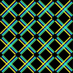 Seamless checkered pattern in yellow and green tones on a black background