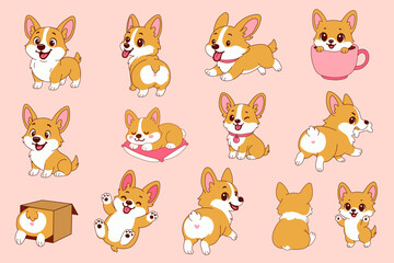 Obraz premium Charming Corgi Expressions and Poses