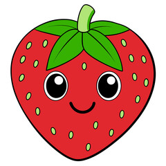 Obraz premium Fresh sweet red fruit illustrations: organic strawberry, apple, and berry vector art