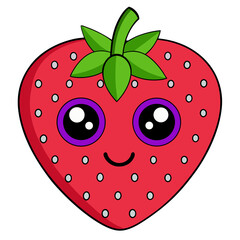 Obraz premium Strawberry vector illustration showing a fresh red berry on white and black backgrounds