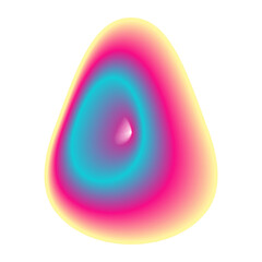 Isolated Gradient Shape. Holographic Blob For Collage Or Sticker. Abstract Element on Transparent Background. Cutout. Bright Rainbow Colors. Pink, Blue, Yellow And Green Gradient Shape.