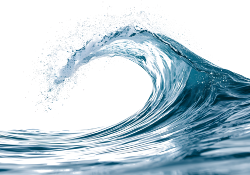 Dynamic ocean wave cresting with refreshing spray and translucent blue water creating a powerful, natural display perfect for aquatic themes and environmental storytelling