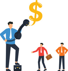 Businessman with money call dollar sign corporate hierarchy concept manager talking on phone financial deal business communication power dynamic leadership success