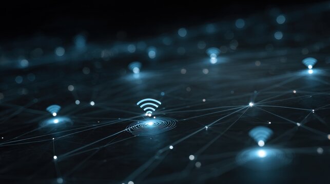 Network of wireless signals digital connectivity and communication concept