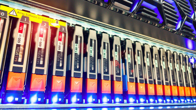 High-Tech Data Storage Array Close-Up