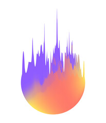 Isolated Gradient Shape. Holographic Blob For Collage Or Sticker. Abstract Element on Transparent Background. Cutout. Bright Rainbow Colors. Orange, Purple And Yellow Gradient Shape.