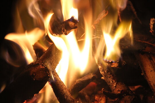 fire in the fireplace