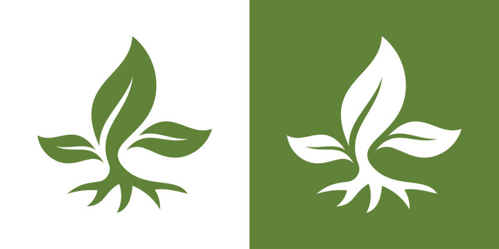 Leaf Tree Nature Logo .  A dual-meaning design combining a leaf and tree, symbolizing growth, sustainability, and natural harmony.