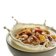  Granola with milk splash isolated on white background (6).png
