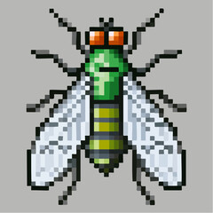 Obraz premium Pixel Fly Insect Icon – Retro Bug Illustration
