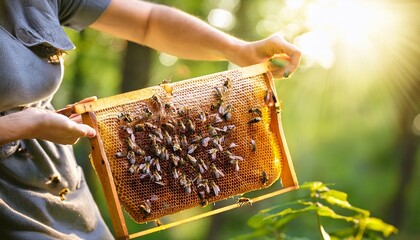 honeycomb bees in woods fresh honey bees and summer foraging