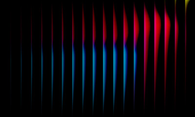 Abstract vertical lines of red and blue light create a vibrant futuristic digital pattern against a...
