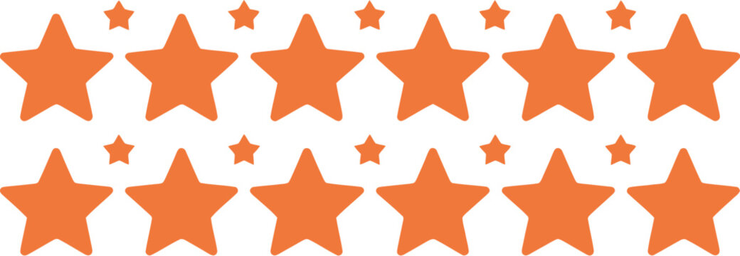 A pattern of orange stars on a white background.