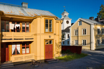 Town square in Murberget Open Air Museum in Härnösand, Sweden