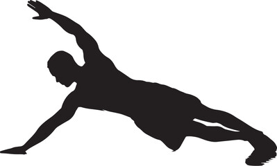 Silhouette of a person holding a side plank pose for core strength and balance
