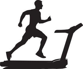 Silhouette of a person in mid-stride running on a treadmill for indoor cardio exercise
