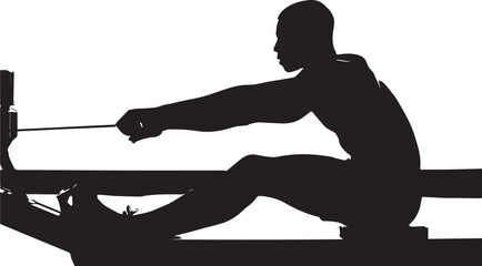 Silhouette of a person exercising on an indoor rowing machine