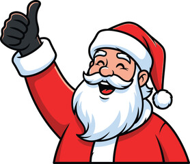 Joyful Santa Claus giving a thumbs up, spreading holiday cheer and approval for Christmas celebrations and festive promotions.