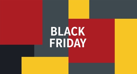 Naklejka premium Modern black friday sale banner with red and yellow geometric background