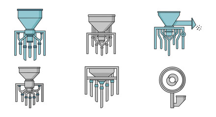 Industrial equipment icons set with modern linear design