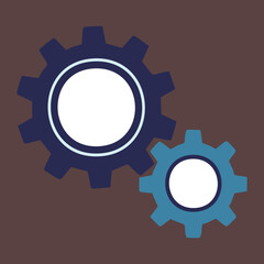 Two Interlocking Cogwheels Machine Mechanism Engineering Vector Illustration Graphic Design