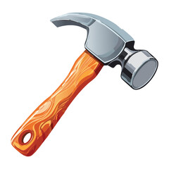 High Detail Steel Claw Hammer with Textured Wooden Handle Isolated on a Plain Background for Building Industry