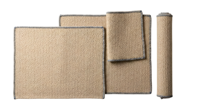 Set of jute placemats isolated on transparent background, perfect for dining table