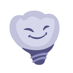 Cartoon Dental implant with Smiling Face Illustration