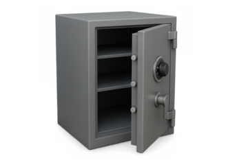 Open safe with a combination lock providing security for valuables and important documents