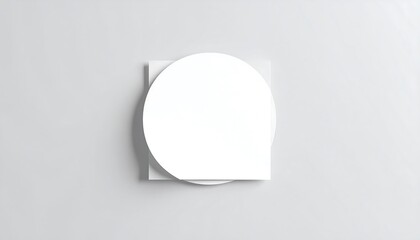 Minimalist White Round Box Mockup on Light Gray Background.