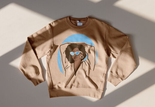 Mockup Template of a Simple Beige Sweatshirt on a Light Background