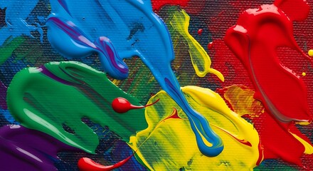 Vibrant abstract splashes of colorful paint on textured surface