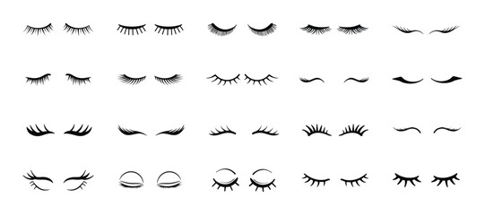 Set of vector eyelashes. Pretty beauty eyelashes.