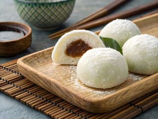 Fototapeta premium Japanese mochi dessert isolated on white background