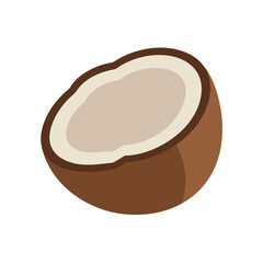 Halved Coconut Isolated on White Backdrop Tropical Fruit Refreshing Milk Ingredient Vegan Vegetarian Vitamins Minerals Raw Diet Vector