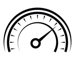 Risk meter icon. High risk on speedometer concept. Scale score of speed, performance and rating power. Performance indicator sign. Vector illustration.