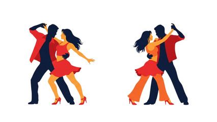 Dancing Couple Silhouette Vector Illustration of Salsa Dancers in Action