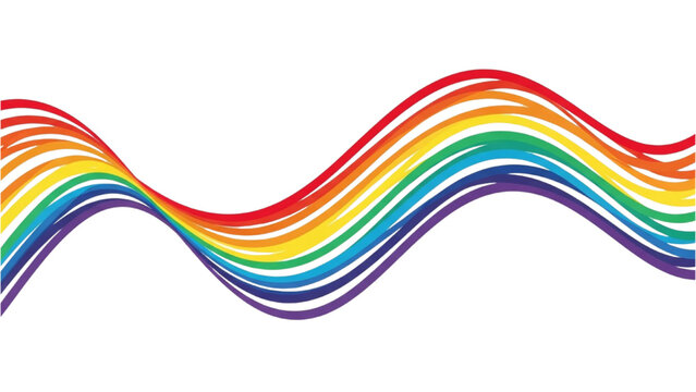 Vibrant wavy lines forming a dynamic rainbow spectrum on an isolated white background