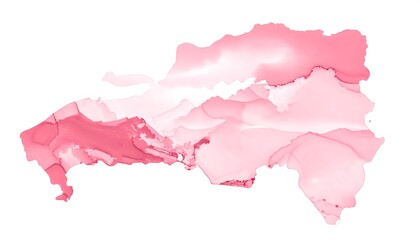 Abstract pink watercolor stain on white background, artistic design.