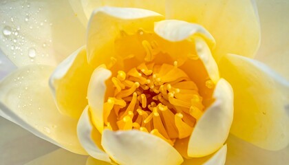 Close-up of a Yellow Water Lily Blossom in Full Bloom.