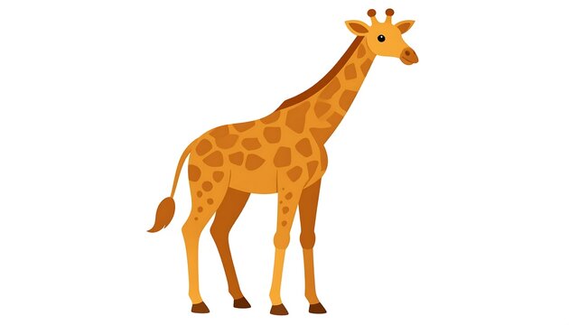 Cartoon illustration of a giraffe with long neck and spotted body