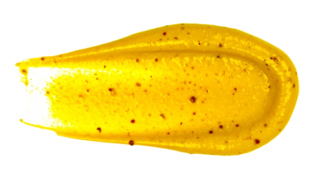 Mustard sauce with visible seeds creating a textured smear, perfect for culinary and food styling projects