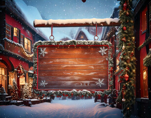 Festive Christmas Village Blank Store Sign to Add your own Text