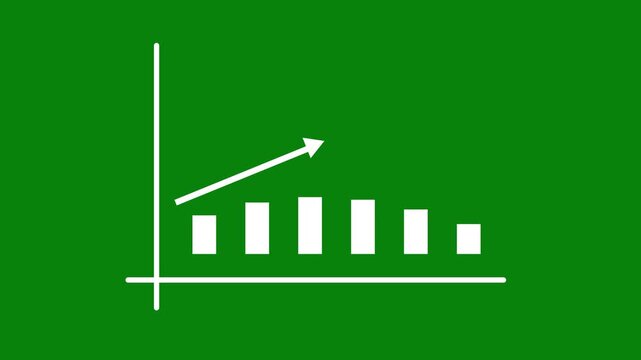 Business growth concept in graph chart showing marketing sales profit increasing to future target. Vector growing Diagram, growing business concept. Growing bar graph icon with arrow going up. 4K