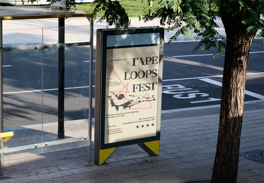 Bus Shelter in Barcelona. Urban panel.