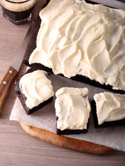 Guiness, beetroot and chocolate cake, served